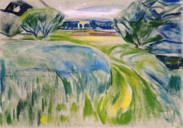 Landscape with Green Fields Artwork by Edvard Munch