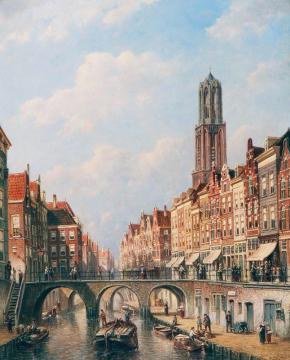View On The Oudegracht, Utrecht Artwork by Petrus Gerardus Vertin