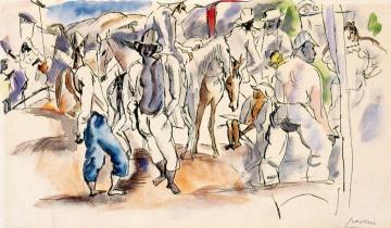 Figures and Horses Artwork by Jules Pascin