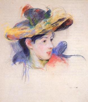 Jeanne Pontillon Wearing a Hat Artwork by Berthe Morisot