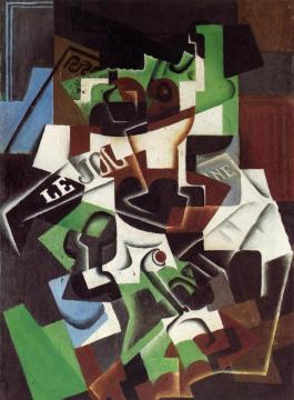 Fruit Bowl, Pipe And Newspaper Artwork by Juan Gris