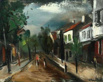 Figures In A Street Artwork by Maurice De Vlaminck