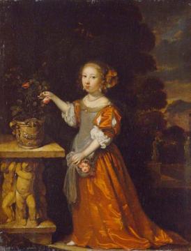 A Child Plucking a Rose Artwork by Caspar Netscher