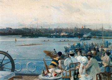 Regatas En El Puerto De Barcelona Artwork by Eliseo Meifren i Roig