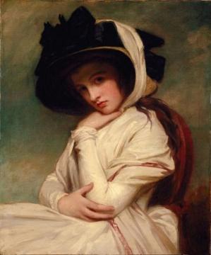 Emma Hart In A Straw Hat Artwork by George Romney