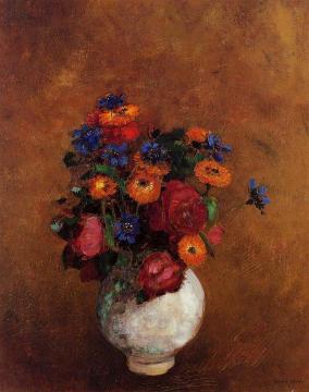 Bouquet of Flowers in a White Vase Artwork by Odilon Redon