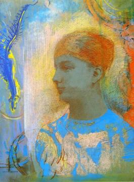 Young Girl Facing Left Artwork by Odilon Redon