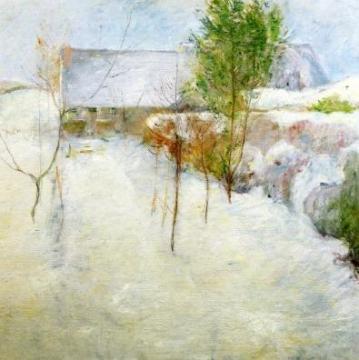 House In Snow Artwork by John Twachtman