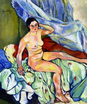 Nude Seated On A Bed Artwork by Suzanne Valadon