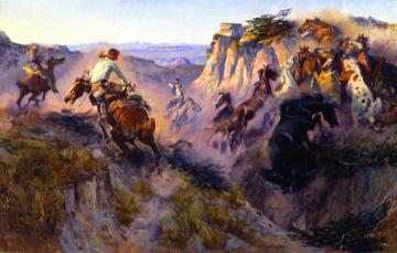 Wild Horse Hunters [No. 2] Artwork by Charles Marion Russell