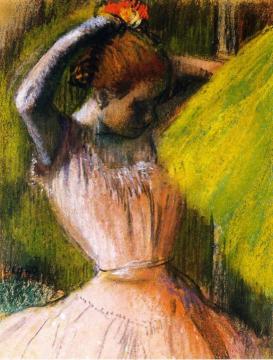 Ballet Corps Member Fixing Her Hair Artwork by Edgar Degas