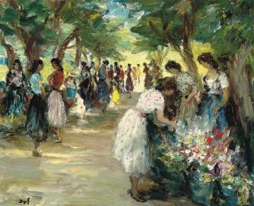 Flower Market Artwork by Marcel Dyf