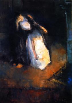Woman By The Chimney Fire Artwork by Lesser Ury