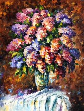 Blue And Red Flowers Artwork by Leonid Afremov