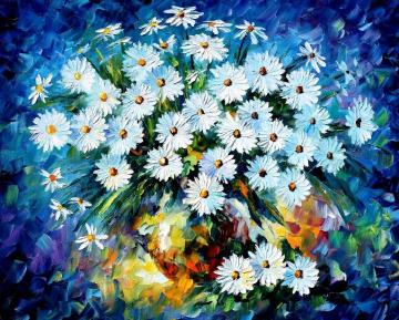 Blue Flowers Artwork by Leonid Afremov