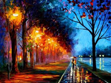 Alley by the lake 1 Artwork by Leonid Afremov