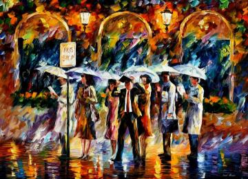 Bus stop Artwork by Leonid Afremov