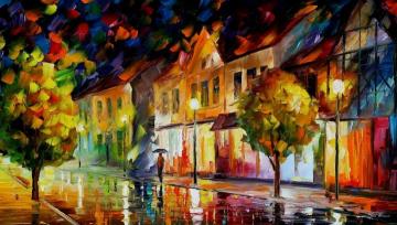 Alone in the city Artwork by Leonid Afremov