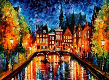 Amsterdam, Canal Artwork by Leonid Afremov