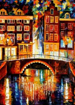 Amsterdam, Little Bridge Artwork by Leonid Afremov