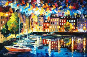 Amsterdam's Harbor Artwork by Leonid Afremov