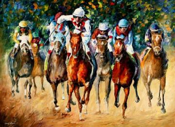 Horse Race Artwork by Leonid Afremov