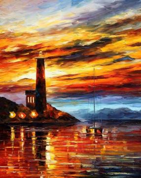 By the lighthouse Artwork by Leonid Afremov