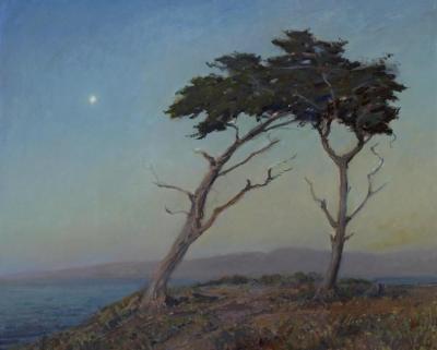 Cypress At Twilight (the Star Of Monterey) Artwork by Granville Redmond