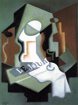Bottle And Fruit Dish Artwork by Juan Gris