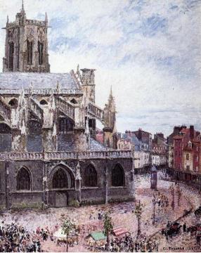 The Church of Saint-Jacues, Dieppe, Rainy Weather Artwork by Camille Pissarro