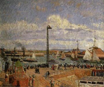 The Pilot's Jetty, Le Havre - High Tide, Afternoon Sun Artwork by Camille Pissarro