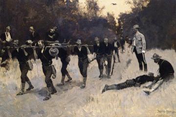 In the Rear of the Battle: Wounded on the San Juan Road Artwork by Frederic Remington