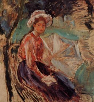 Young Girl with an Umbrella Artwork by Berthe Morisot