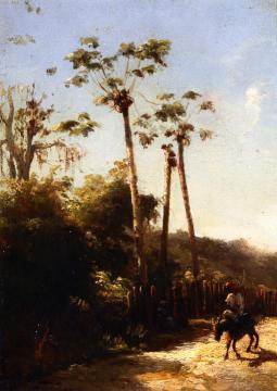 Antilles Landscape, Donkey and Rider on a Path Artwork by Camille Pissarro