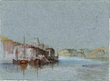 Quilleboeuf from the River, with the Towers of Tancarville in the Distance Artwork by Joseph Mallord William Turner