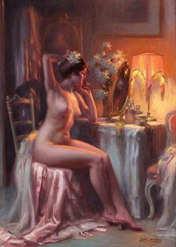 Nu A Sa Coiffeuse Artwork by Delphin Enjolras