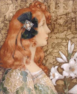 Jeune Femme Au Lys Artwork by Elisabeth Sonrel