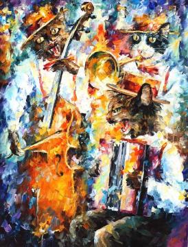 Jamming cats Artwork by Leonid Afremov