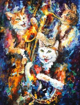 Jamming cats Artwork by Leonid Afremov