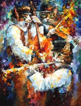 Jamming cats Artwork by Leonid Afremov