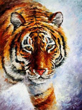 Tiger on the snow Artwork by Leonid Afremov
