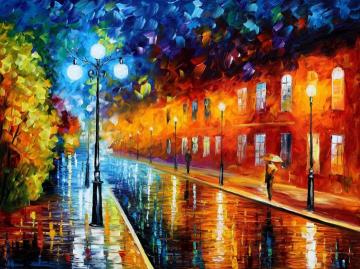 Blue Lights Artwork by Leonid Afremov