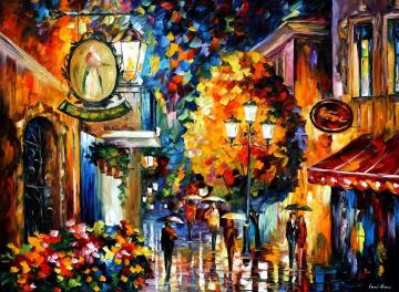Cafe In The Old City Artwork by Leonid Afremov