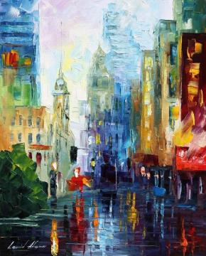 City after the rain Artwork by Leonid Afremov