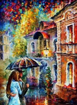 Date in the rain Artwork by Leonid Afremov