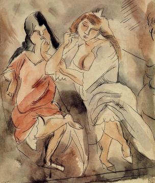 Two Creoles Artwork by Jules Pascin