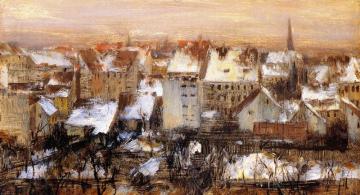 Back Yards In The Snow, Berlin Artwork by Adolph von Menzel