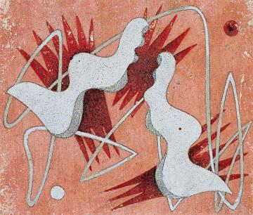 Composition On A Pink Background Artwork by Edward Wadsworth