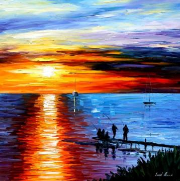 Fishing with friends Artwork by Leonid Afremov