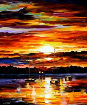 Gold sunset Artwork by Leonid Afremov
